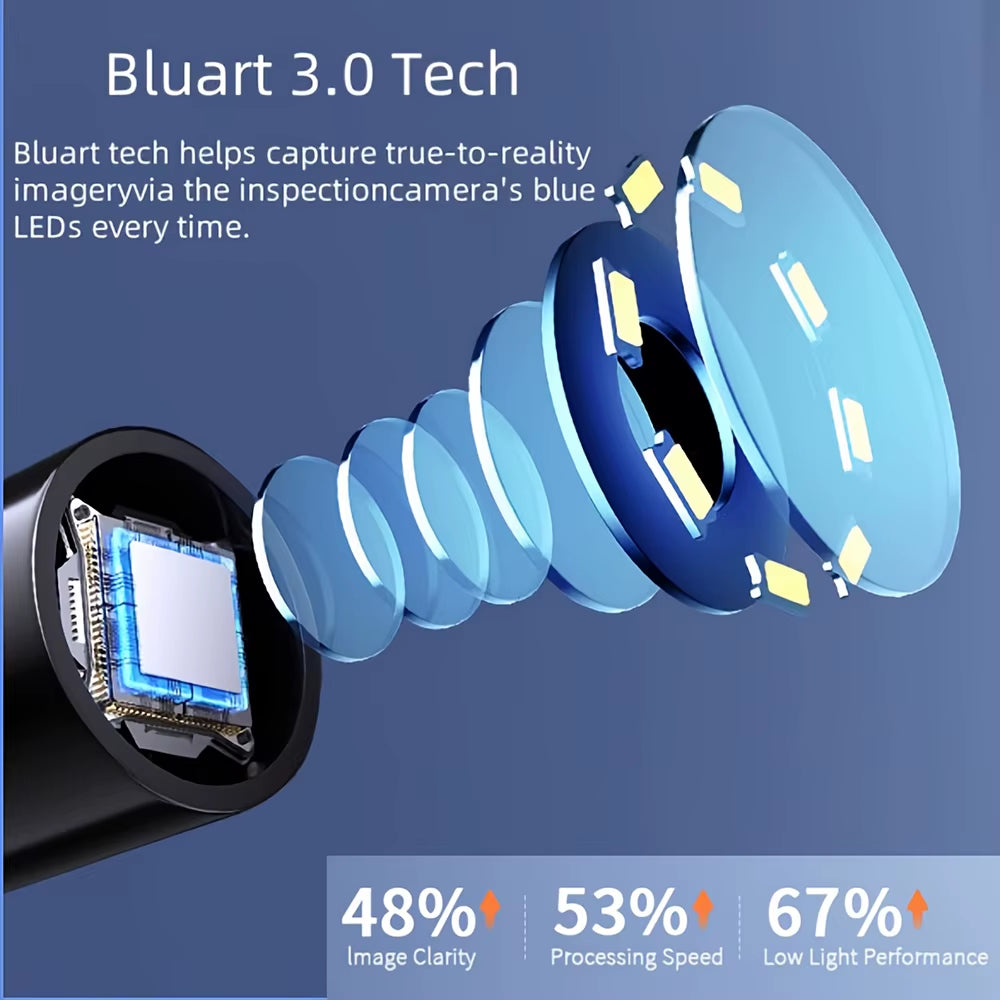 Industrial Endoscope Camera with 4.3 Inch Screen HD 1080P USB 8Mm Lens 8MM LED Lights Waterproof Car Pipe Inspection Borescope