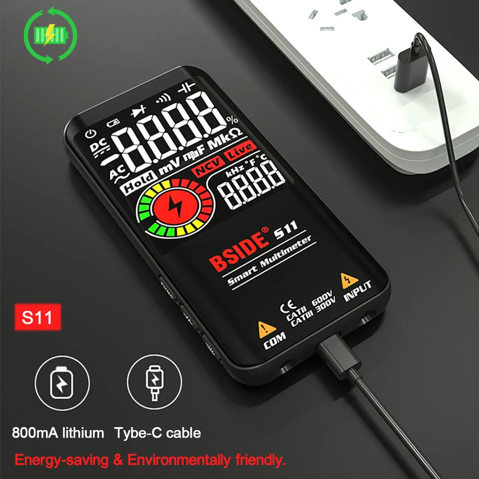 Digital Multimeter Smart Electrician Tester USB Charge T-RMS DC AC Voltage Capacitance Ohm Hz NCV Professional Multitester