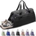 Travel Duffle Bag Gym Bags with Shoe Compartment Wet Pocket Waterproof for Weekender Overnight Gym Sports Traveling Swimming Yoga Workout, Black
