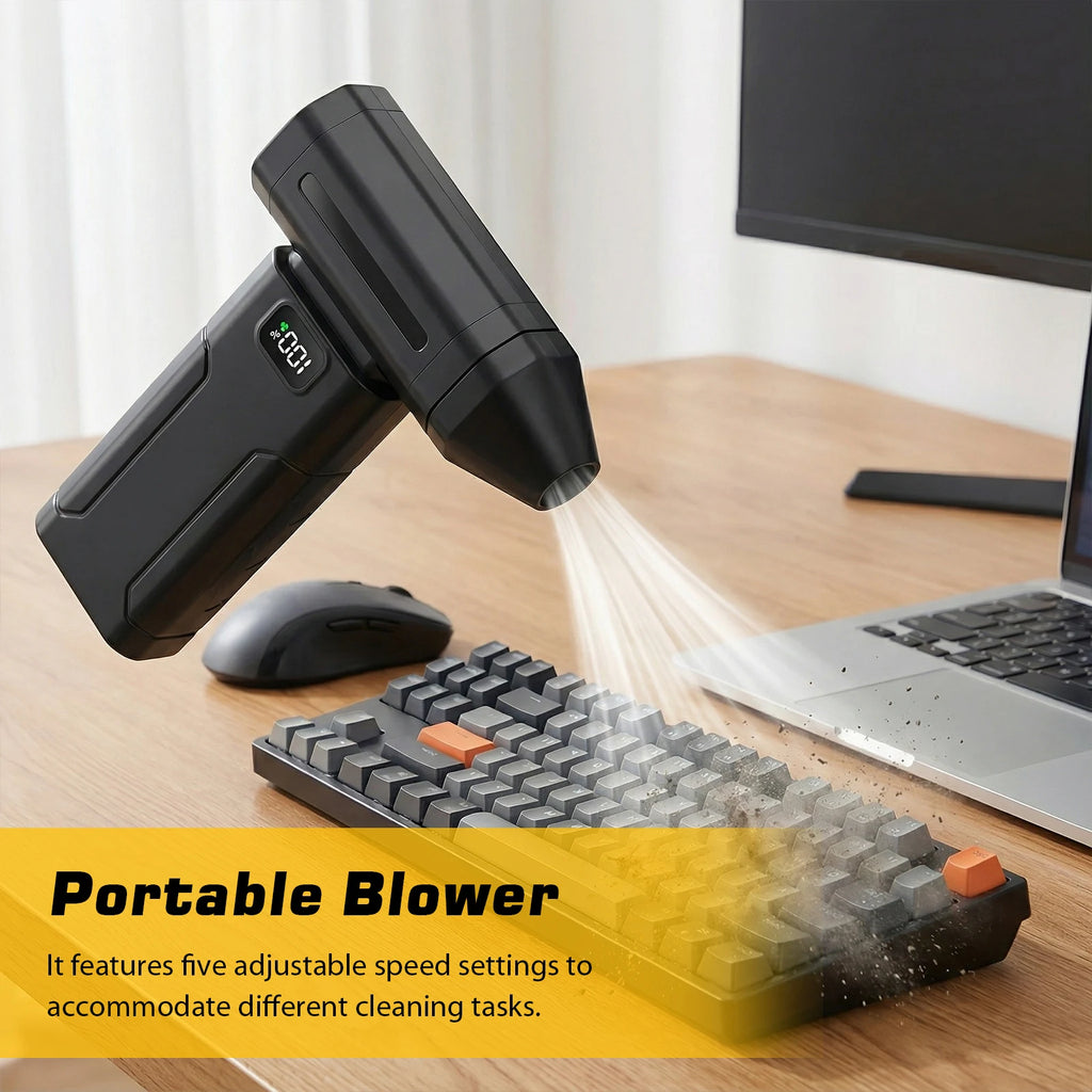 Compressed Air Duster 6000Mah Portable Dust Blower Electric Dryer Screen Display Rechargeable for Air Bed Snow Removal Outdoor