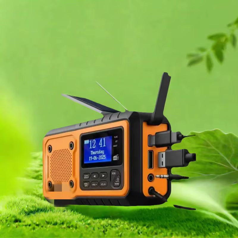 DAB376BT Crank Radio DAB+FM BT Emergency Radio with 5000 Mah Battery Solar with Alarm Clock Hand Crank Blackout Emergency Use