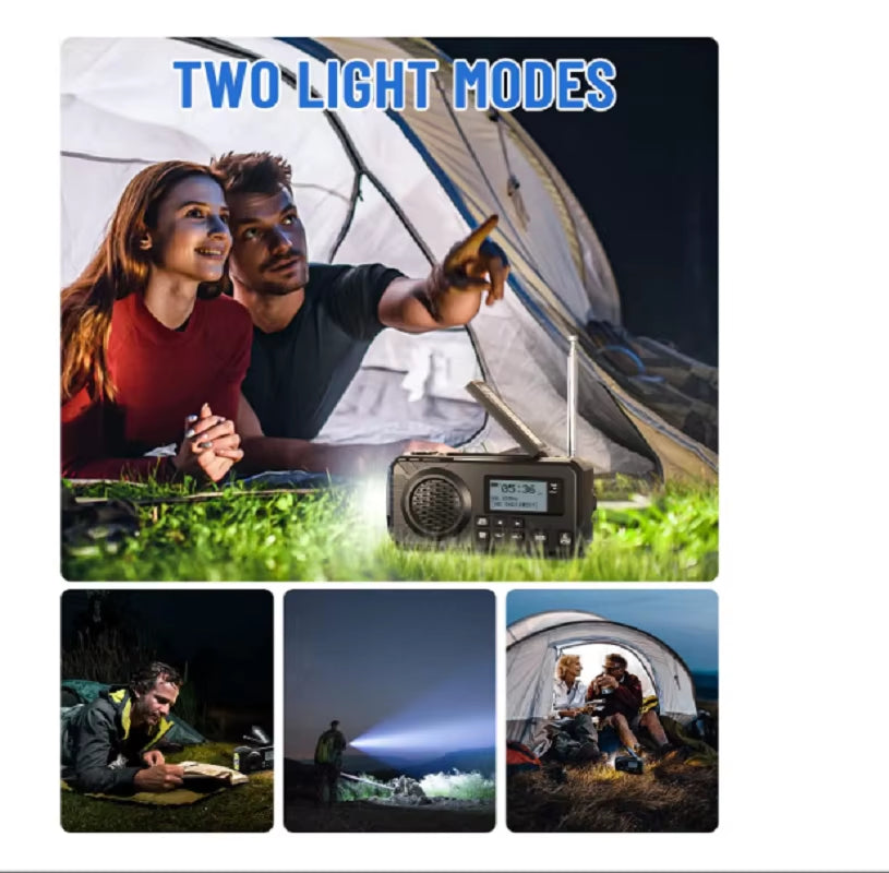 DAB376BT Crank Radio DAB+FM BT Emergency Radio with 5000 Mah Battery Solar with Alarm Clock Hand Crank Blackout Emergency Use