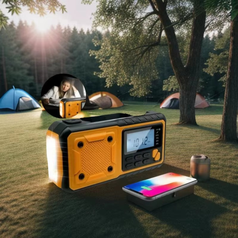 DAB376BT Crank Radio DAB+FM BT Emergency Radio with 5000 Mah Battery Solar with Alarm Clock Hand Crank Blackout Emergency Use