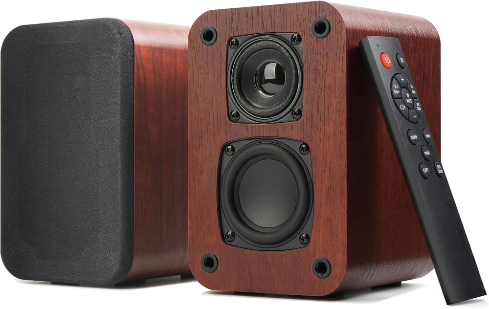 40W Powered Bluetooth Bookshelf Speakers – Premium Stereo Sound for TV, Turntable & PC