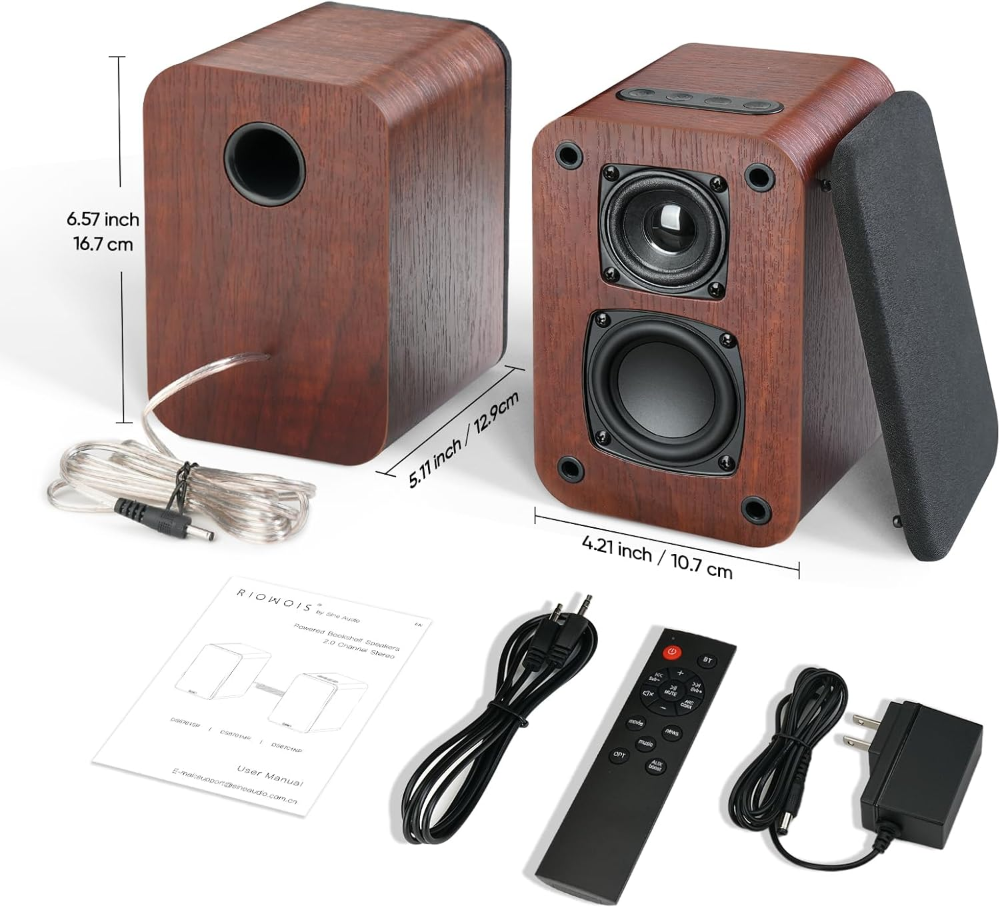 40W Powered Bluetooth Bookshelf Speakers – Premium Stereo Sound for TV, Turntable & PC