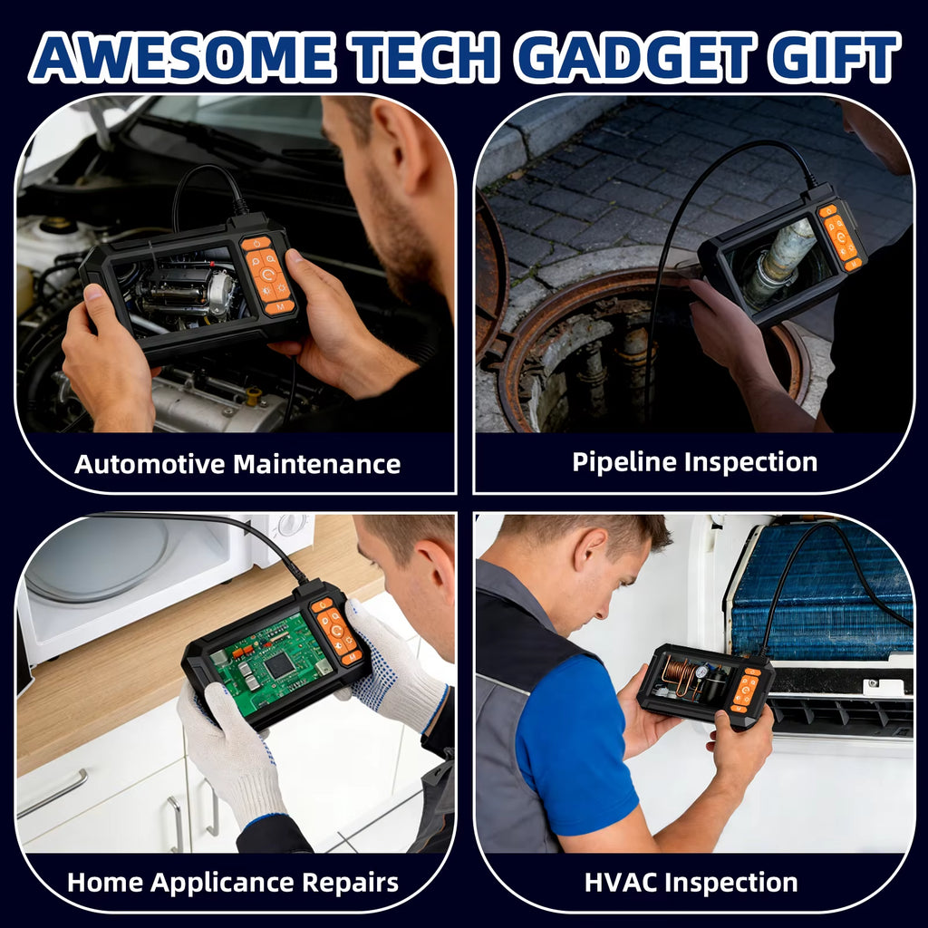 Industrial Endoscope Camera with 4.3 Inch Screen HD 1080P USB 8Mm Lens 8MM LED Lights Waterproof Car Pipe Inspection Borescope