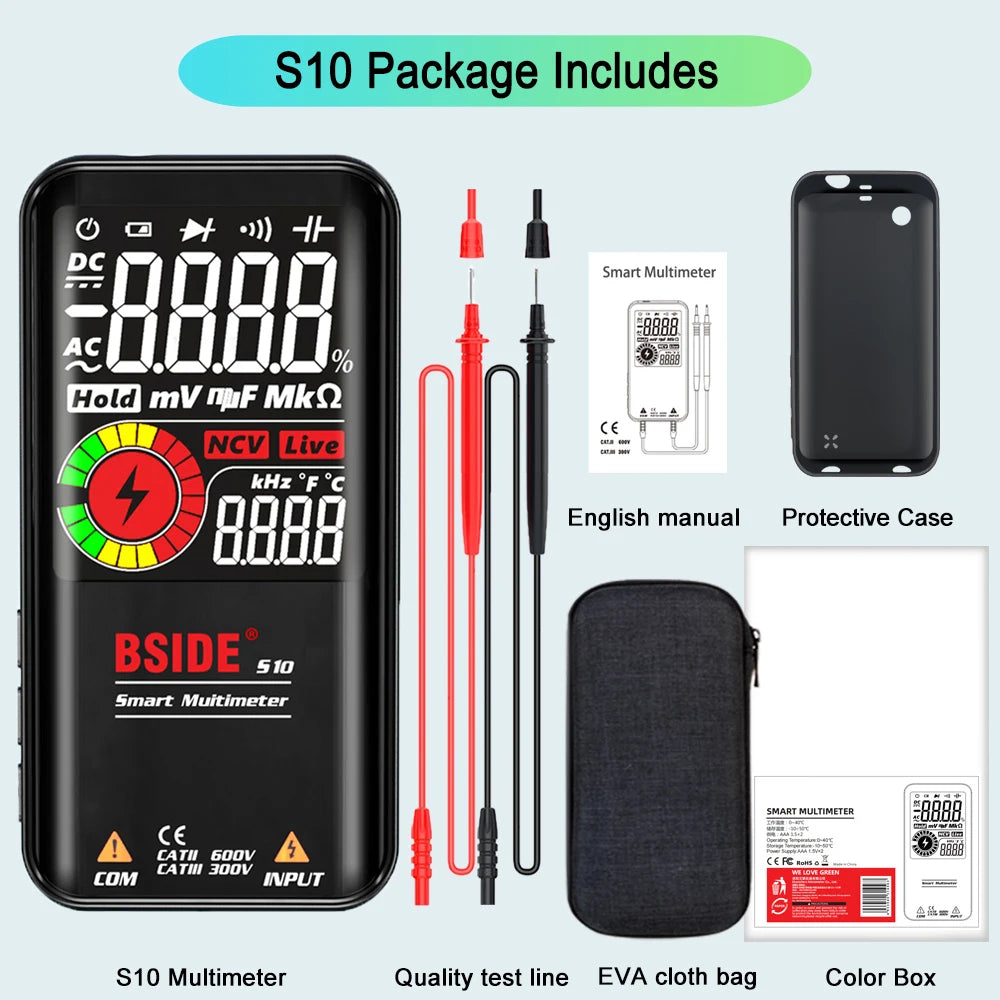 Digital Multimeter Smart Electrician Tester USB Charge T-RMS DC AC Voltage Capacitance Ohm Hz NCV Professional Multitester