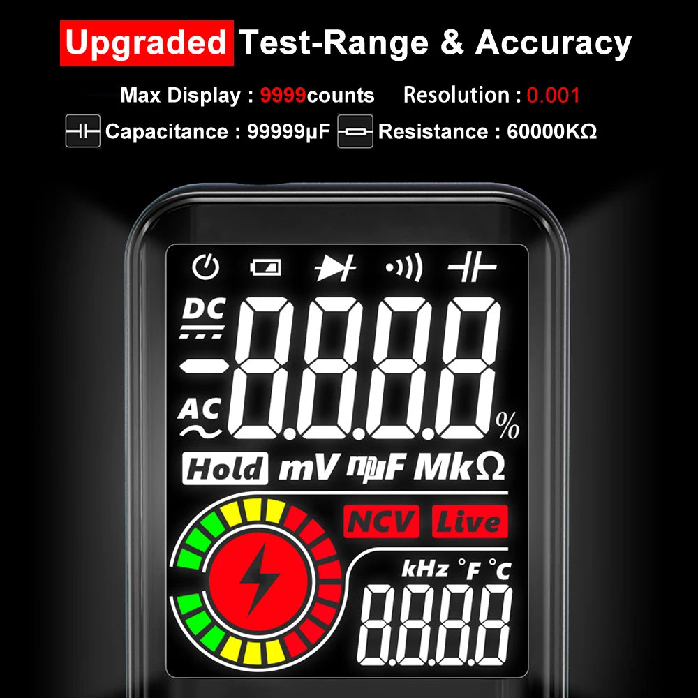 Digital Multimeter Smart Electrician Tester USB Charge T-RMS DC AC Voltage Capacitance Ohm Hz NCV Professional Multitester